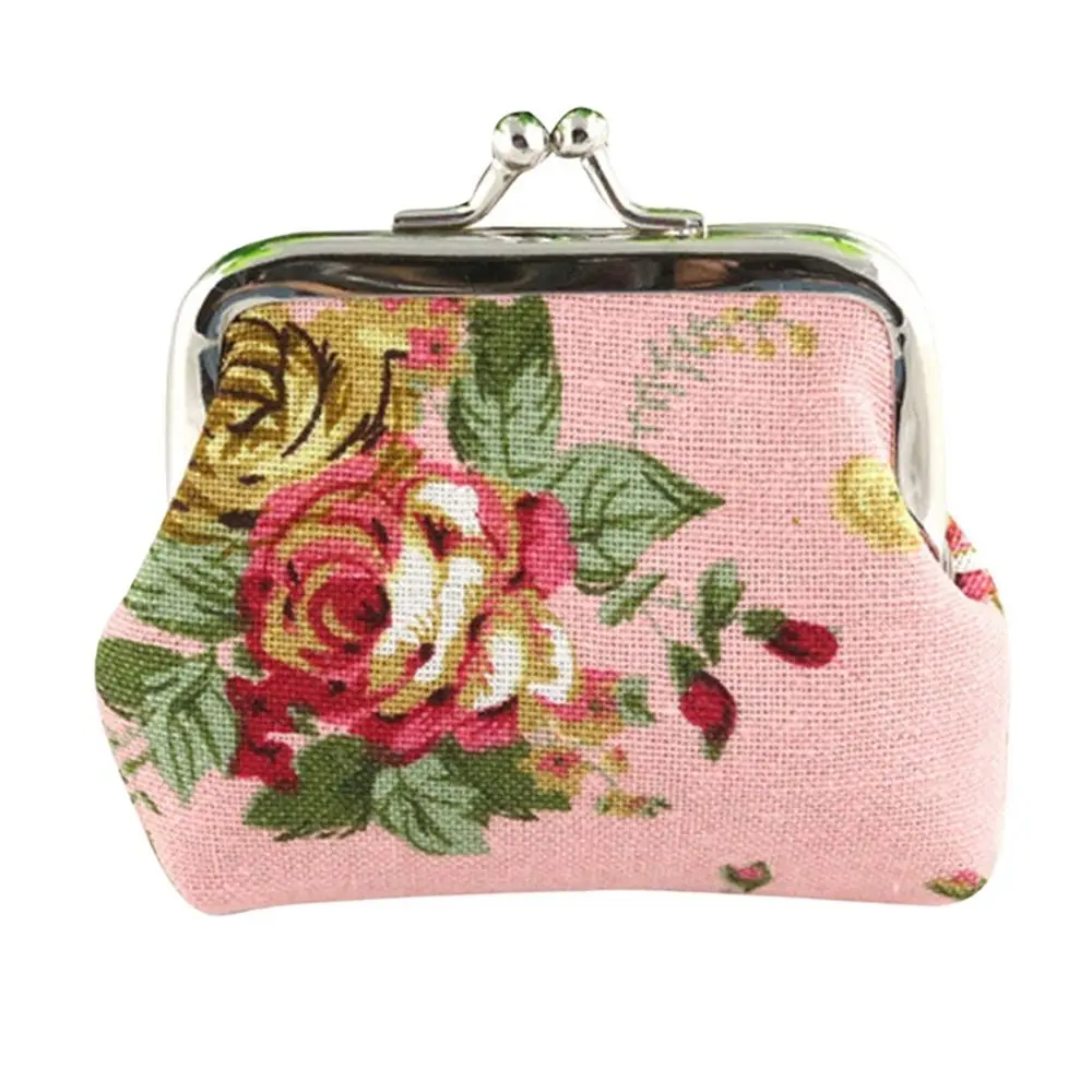 Women  Lady Retro Vintage Flower Mini Coin Purse Credit Card Holder Small Wallet Clutch Bag