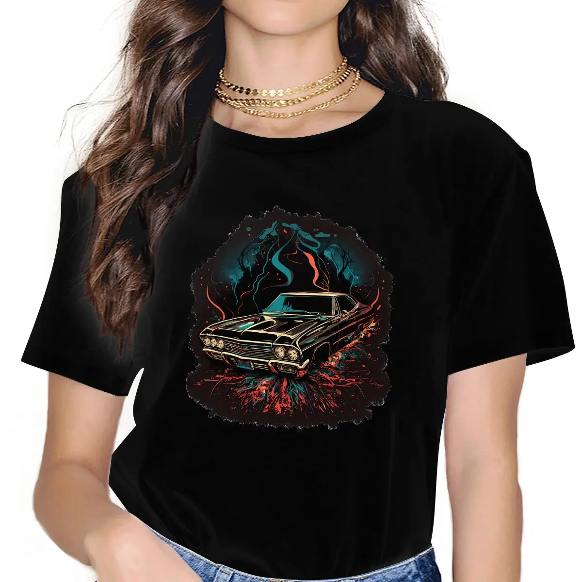 Chevy Impala 1967 Women Clothing Supernatural TV Graphic Female Tshirts Vintage Alternative Loose Tops Tee