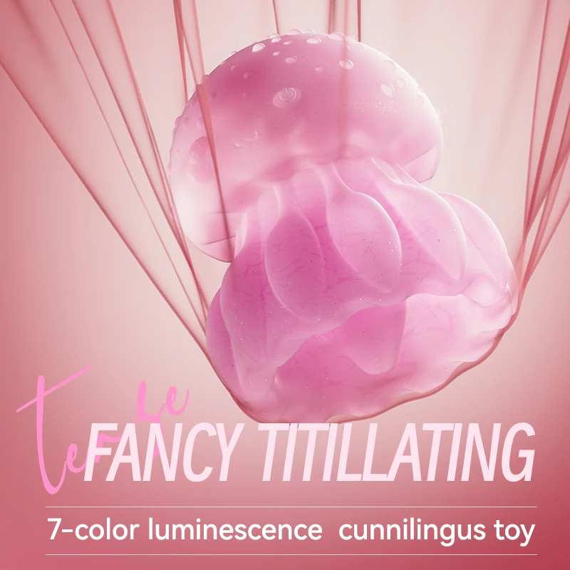 レインボーLEDクラゲ舌舐めバイブレーター10モード乳首クリトリス刺激器大人用セックストイカップル個人女性向け