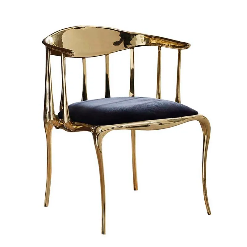 

Light luxury high-end pure copper dining chair copper stool designer villa luxury home backrest single chair