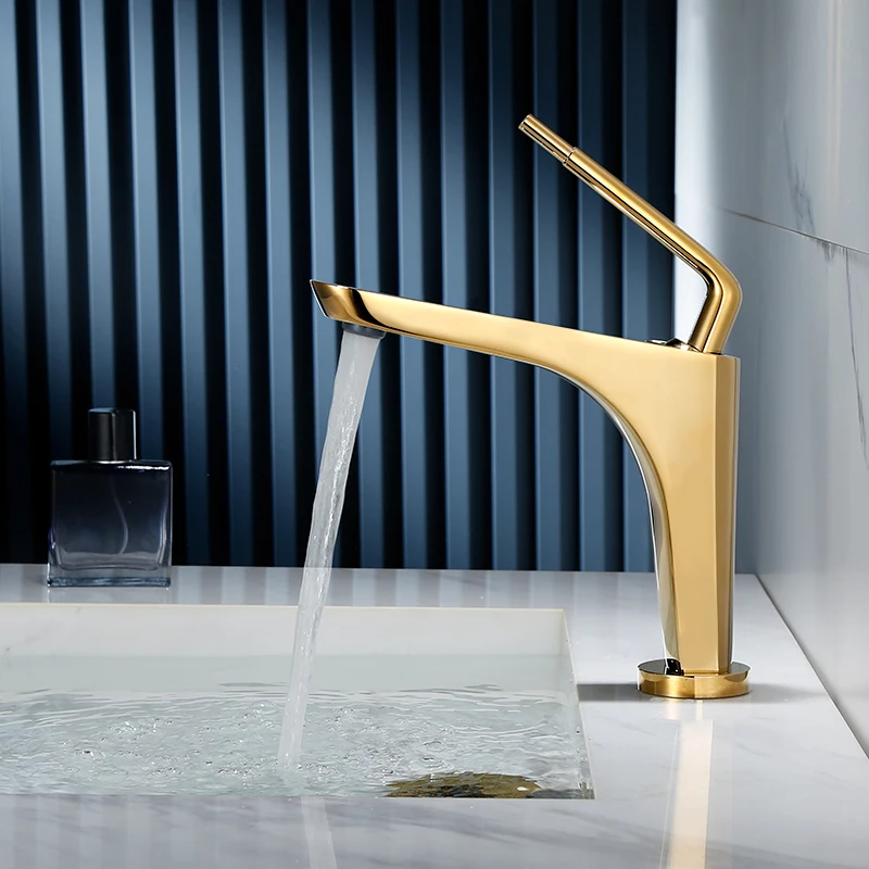 

Basin Faucet Brushed Gold Bathroom Faucet Brass Gold Sink Faucet Bathroom Basin Faucet Mixer Tap Hot and Cold Lavotory faucet