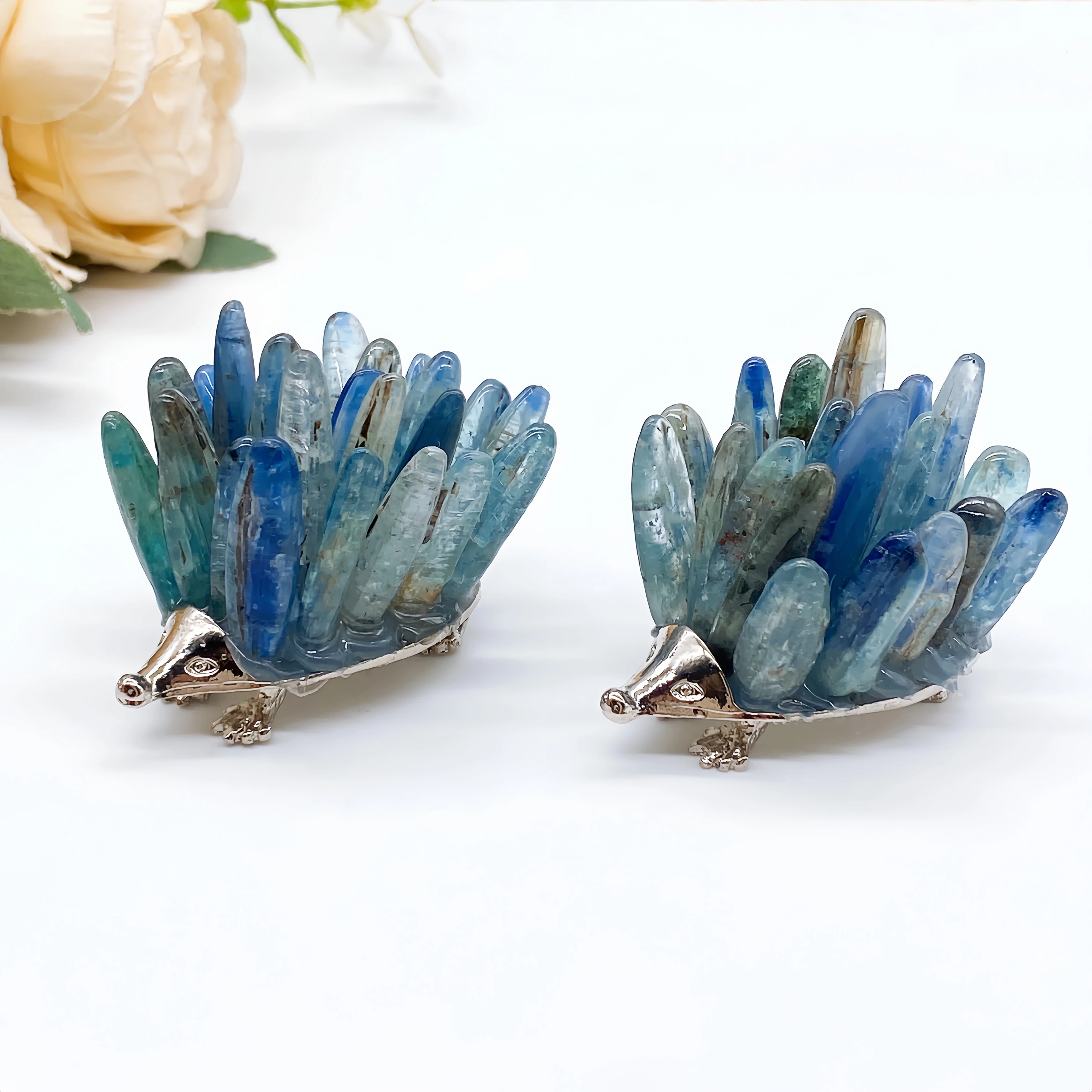 

1PC Natural Blue Kyanite Hedgehog Crystal Quartz Stone spar crafts Animal Reiki Healing Home Decor Children Gift