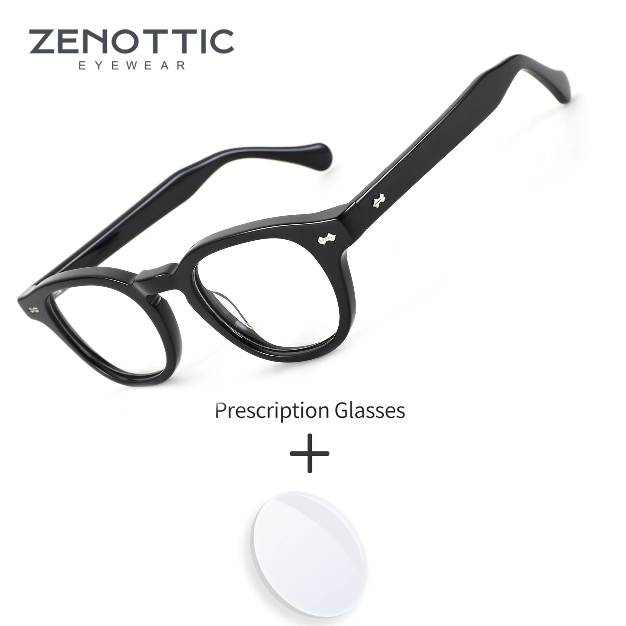 

ZENOTTIC M Size Unisex Lightweight Everyday Retro Round Acetate Anti Blue Light Optical Prescription Eyeglasses