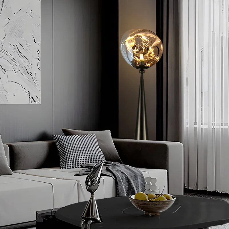 

Light luxury lava lamp floor lamp next to the sofa in the living room