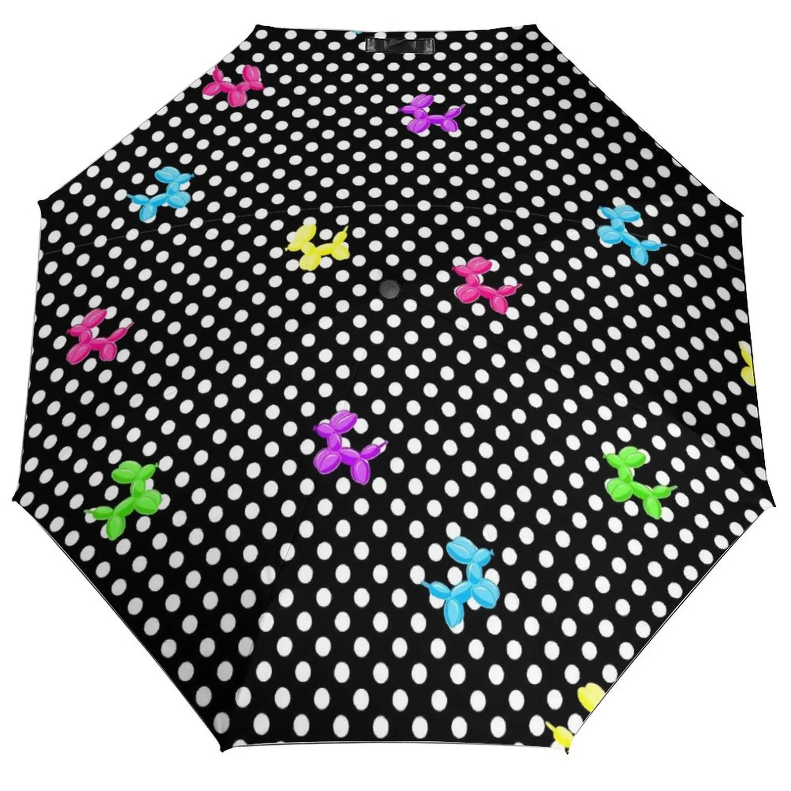 

3-кратный автоматический зонт в горошек с радужным воздушным шаром для собаки, крутой портативный зонт с графическим рисунком, уличный ветрозащитный зонт от дождя и солнца
