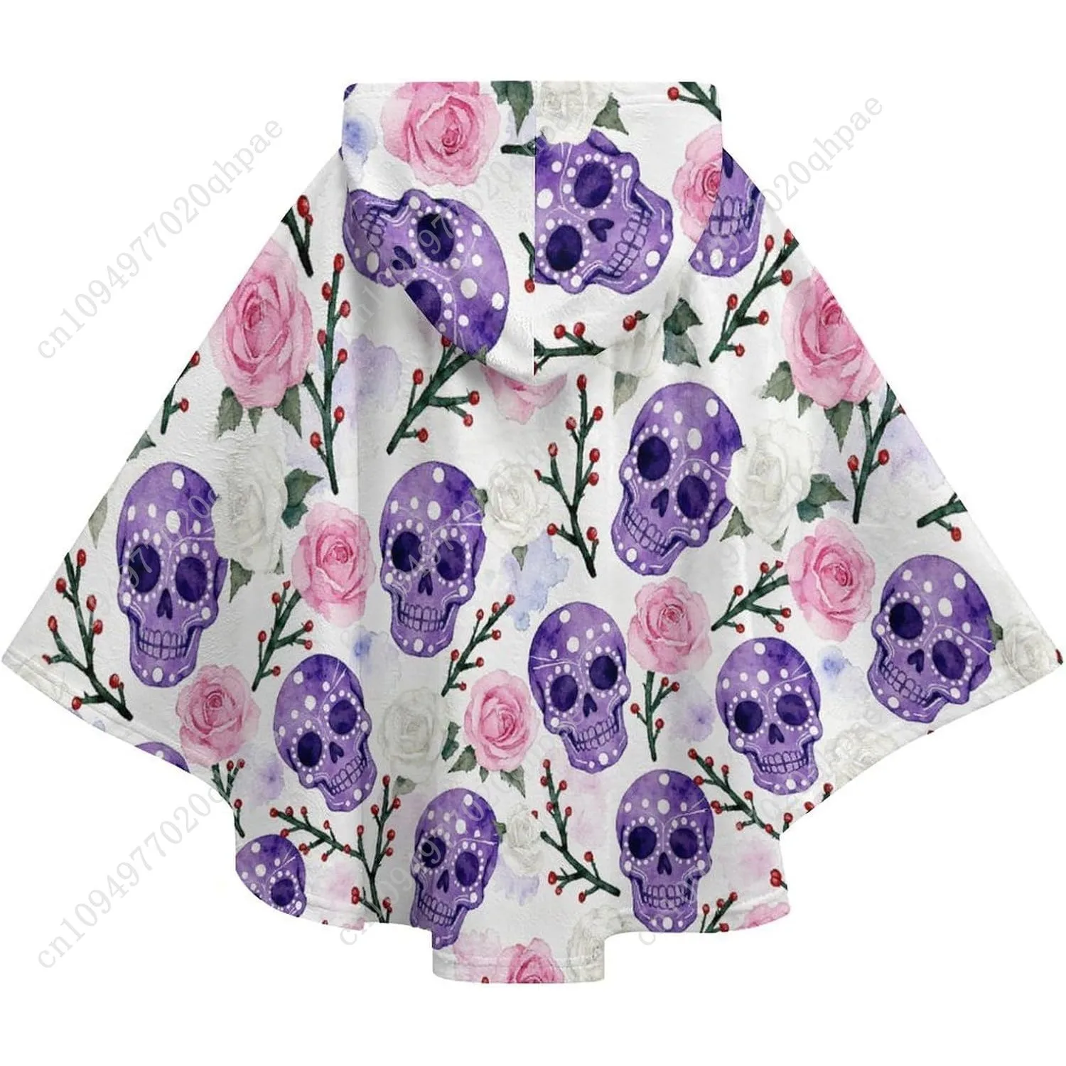 سترة بطانية مريحة من الفلانيل، هوديي كبير الحجم بنمط جمجمة وردية مع جيوب للأطفال والمراهقين #6