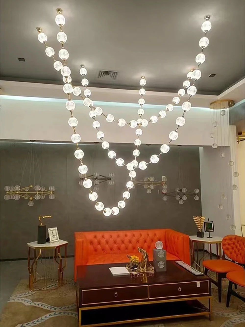 2024 new fashionable pearl necklace design LED pendant light indoor hanging pendant light YX280TB