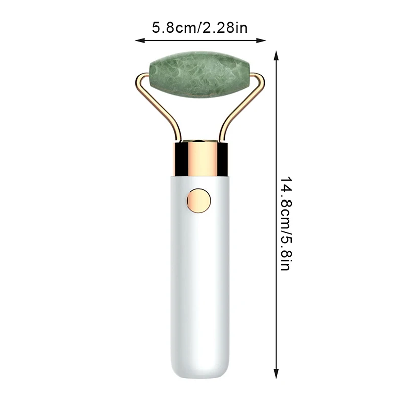 Massageador elétrico vibratório de rolo de jade, para emagrecimento, lifting facial, cuidados de beleza dos olhos, pedra de rolo 3d, cuidados com a pele facial