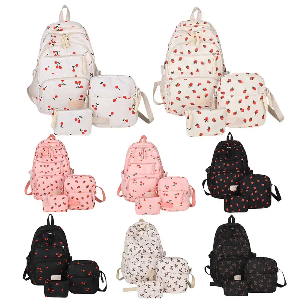 

Three-Piece Cute Backpack with Sling Bag & Small Bag Simple Backpack Set Large Capacity Versatile Nylon Backpack Trip Backpack