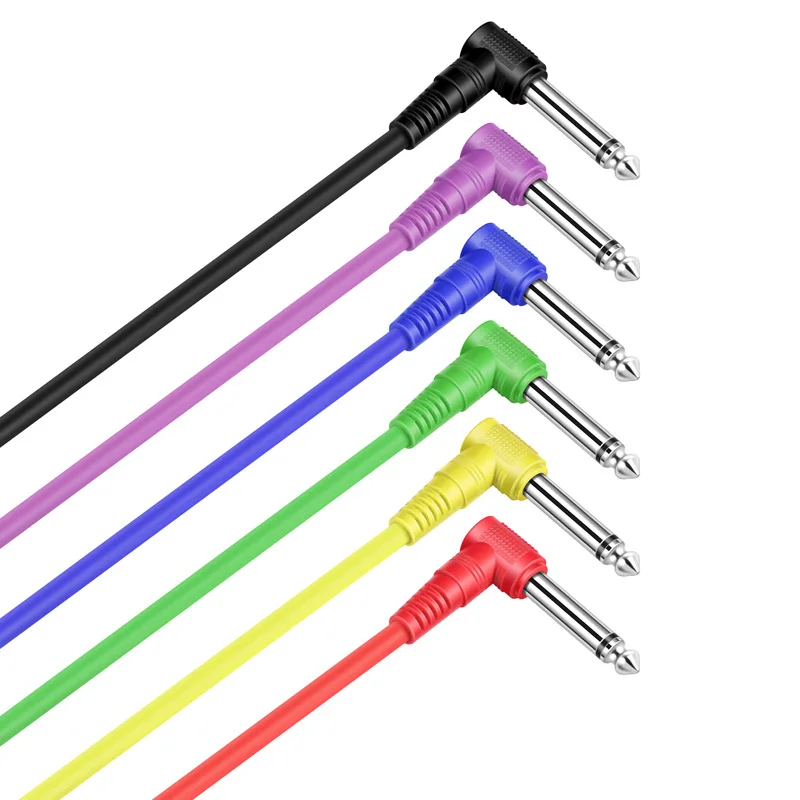 

3 Pcs Electric Guitar Effect Pedal Patch Cables Colorful Low Noise Audio Cable 6.35mm Patch Lines