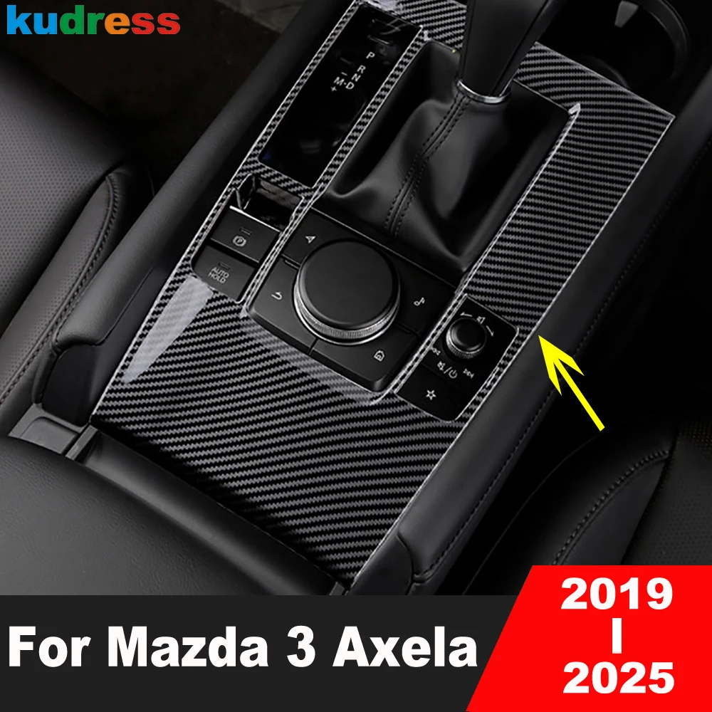 Auto Center Konsole Getriebe Shift Box Panel Abdeckung Trim Für Mazda 3 Axela BP 2019-2022 2023 2024 2025 Carbon innen Zubehör