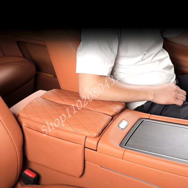 For AITO M9 Accessories Primary Leather Car Armrest Box Cover Central Storage Height Pad Storage Interior Modification