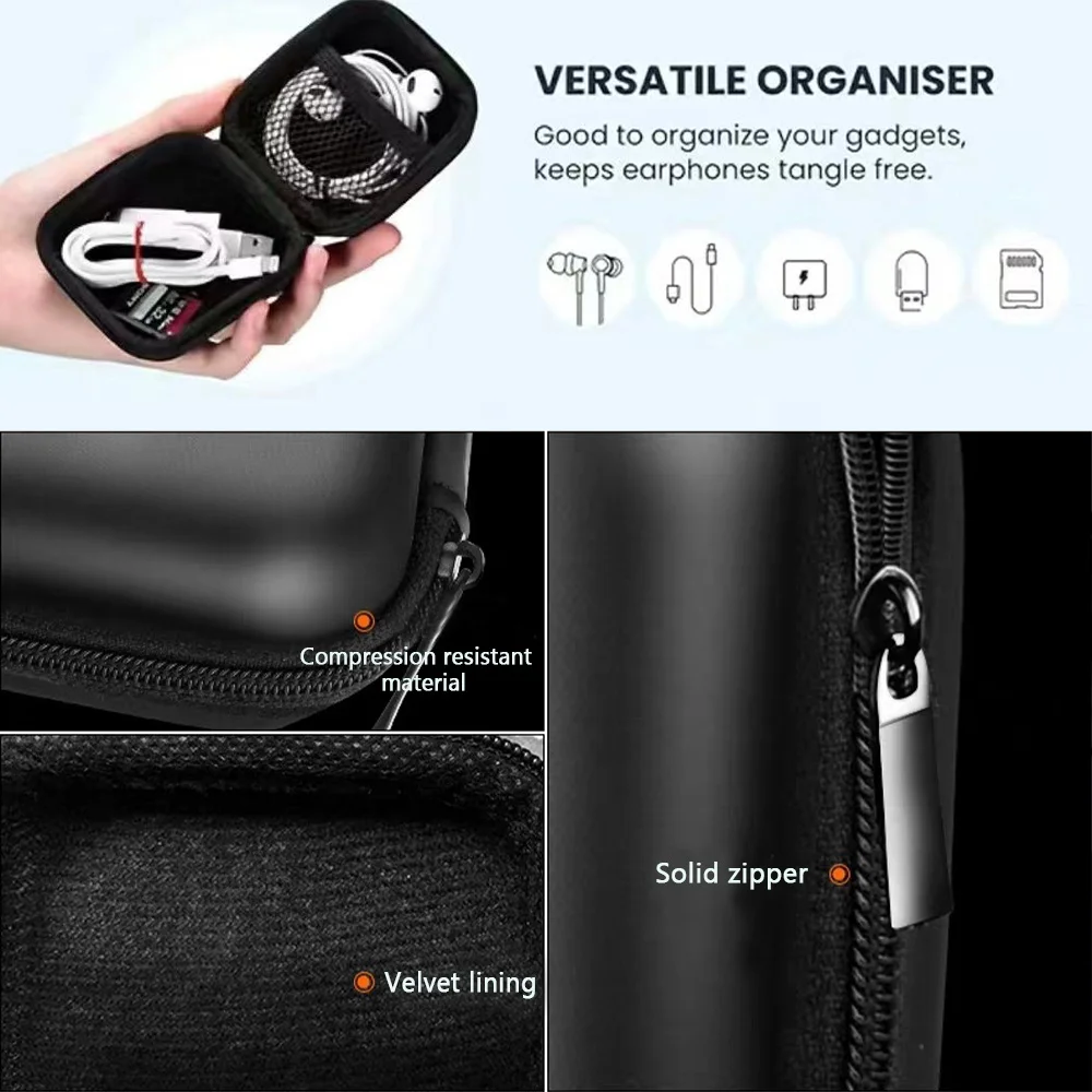 Sac de rangement portable pour câble de données, étui pour écouteurs à fermeture éclair étanche, support de câble de données pour casque, sacs de transport pour téléphone sauna, motif blanc