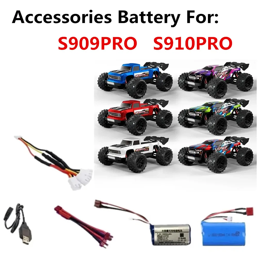 

7.4v 1500mAh 3000mAh Battery /T-plug /3in1 Cable Suitable For: S909PRO S910PRO RC Car Spare Battery S909PRO Battery