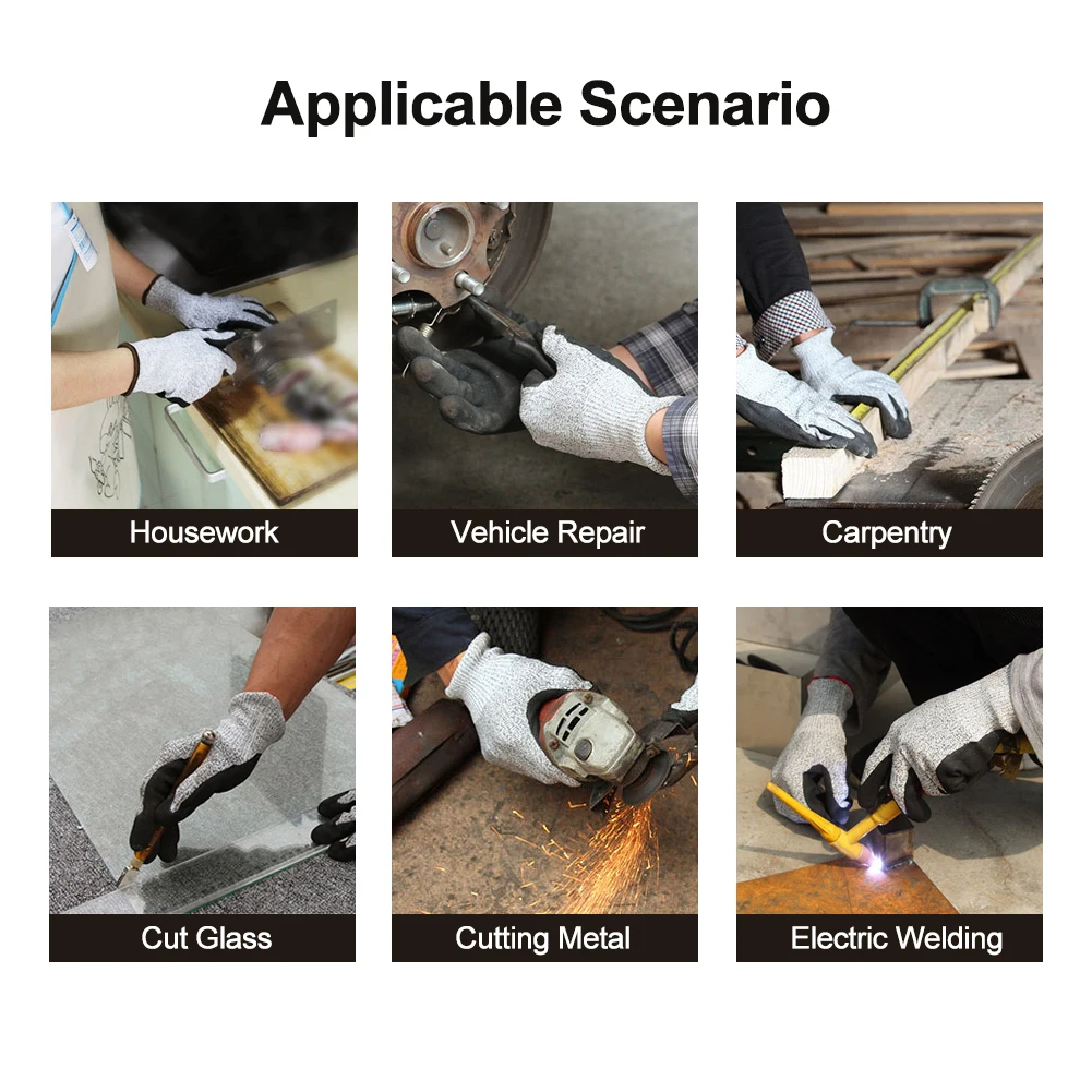 1 زوج ثلاثية الأبعاد المستوى 5 قطع قفازات مقاومة قابل للغسل المضادة للقطع قفازات واقية الراحة تمتد للعمل في الحديقة البناء