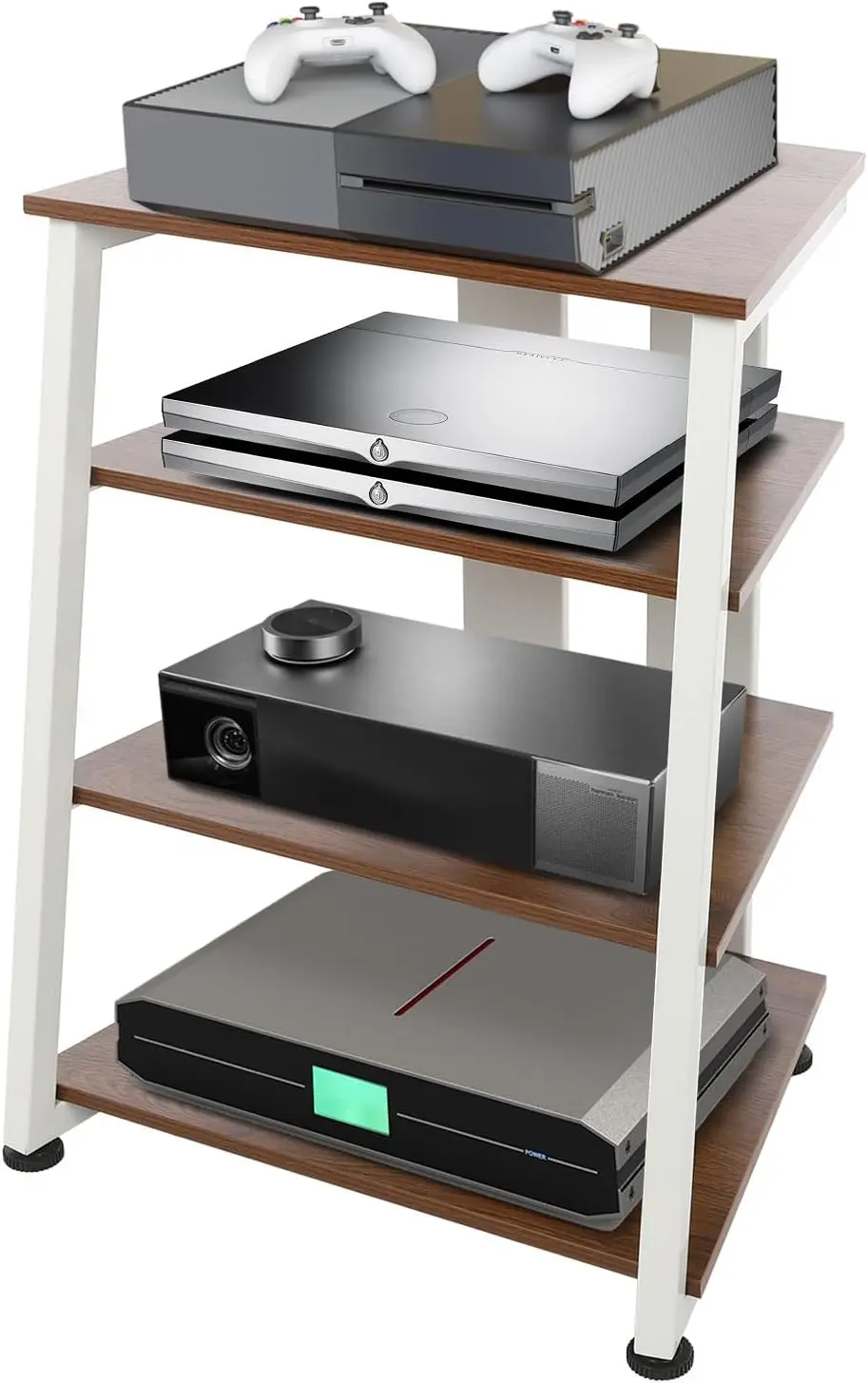 4-Tier AV Media Stand, Corner Shelf Stereo Audio Rack Stand with Adjustable Shelves, 110 lbs Total Capacity, Perfect for Home Th