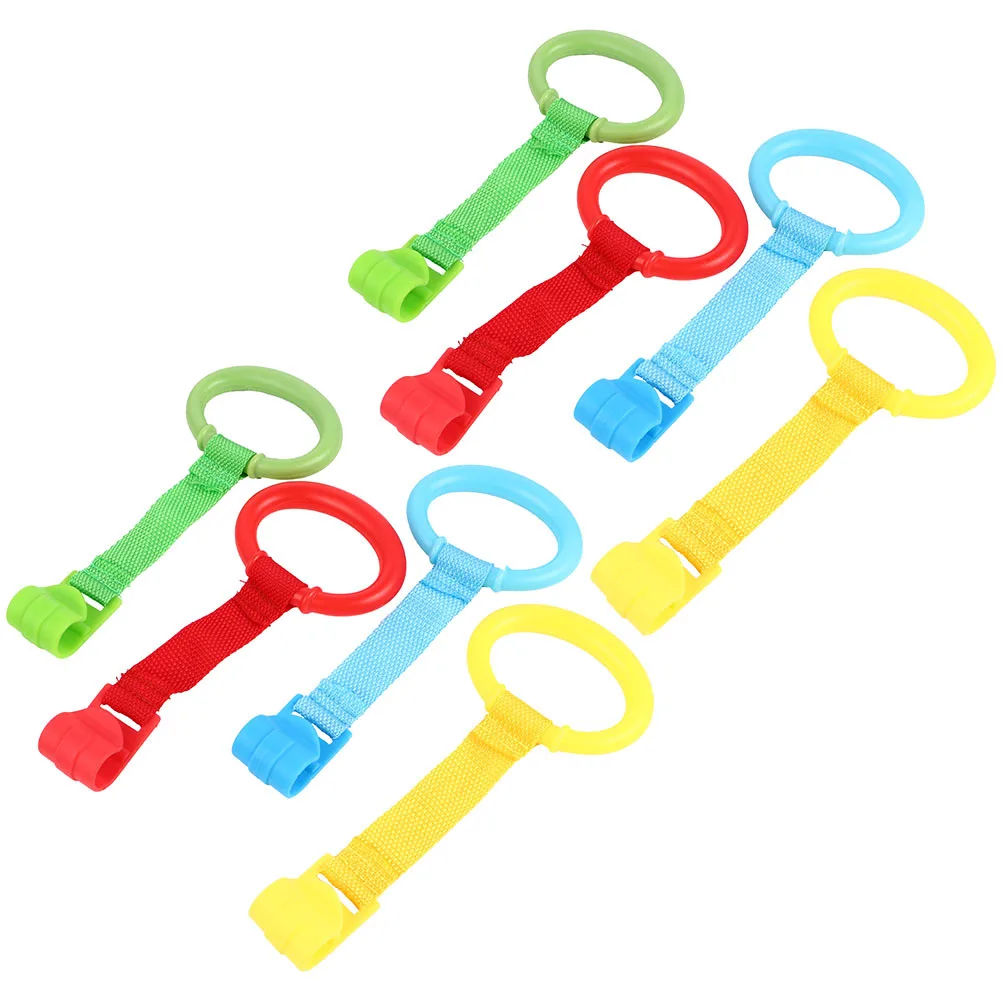 8Pcs Baby Learning Standing Pull Rings Smooth Grip Crib Hand Pull Infant Cot Bed Rings Durable Practical Support for Toddler