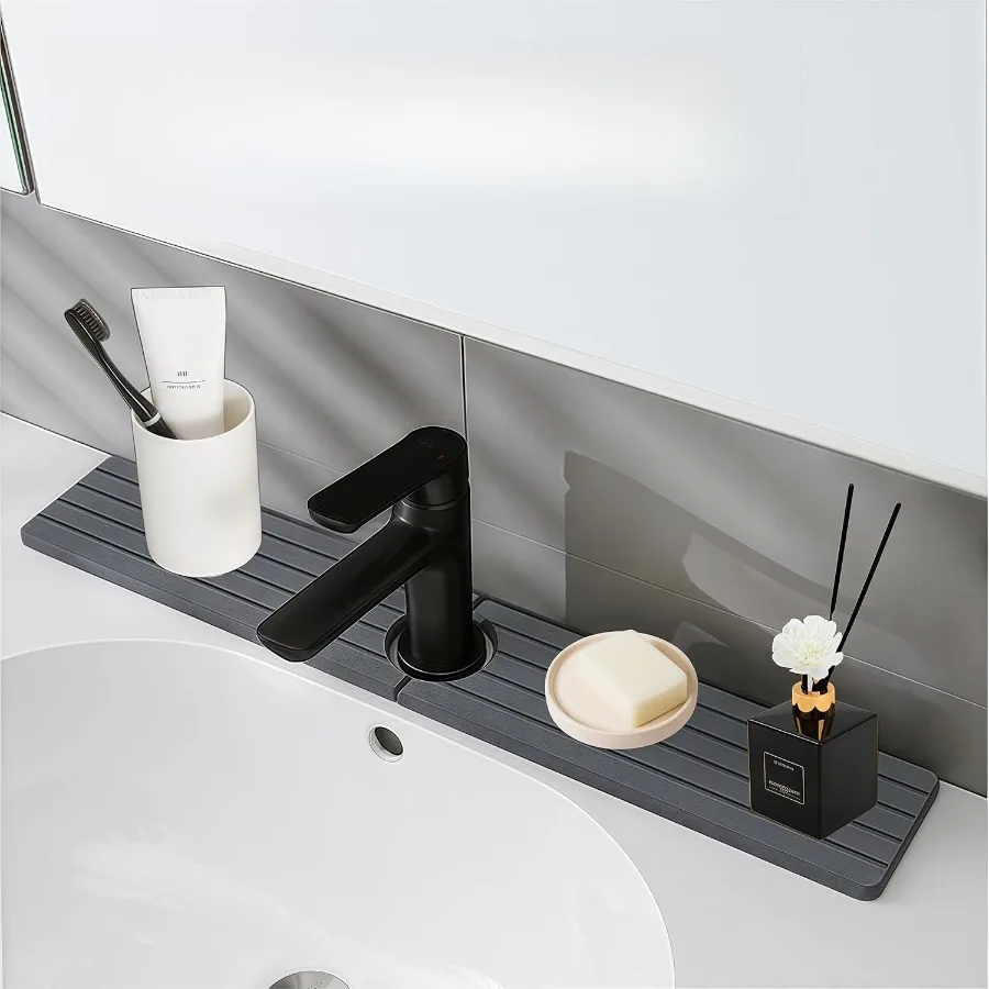 

Faucet Mat for Kitchen Sink 23.6 L × 3.9 W Upgraded Stone Drying Mat for Kitchen Counter Super Absorbent Sink Stone Quick Dry A