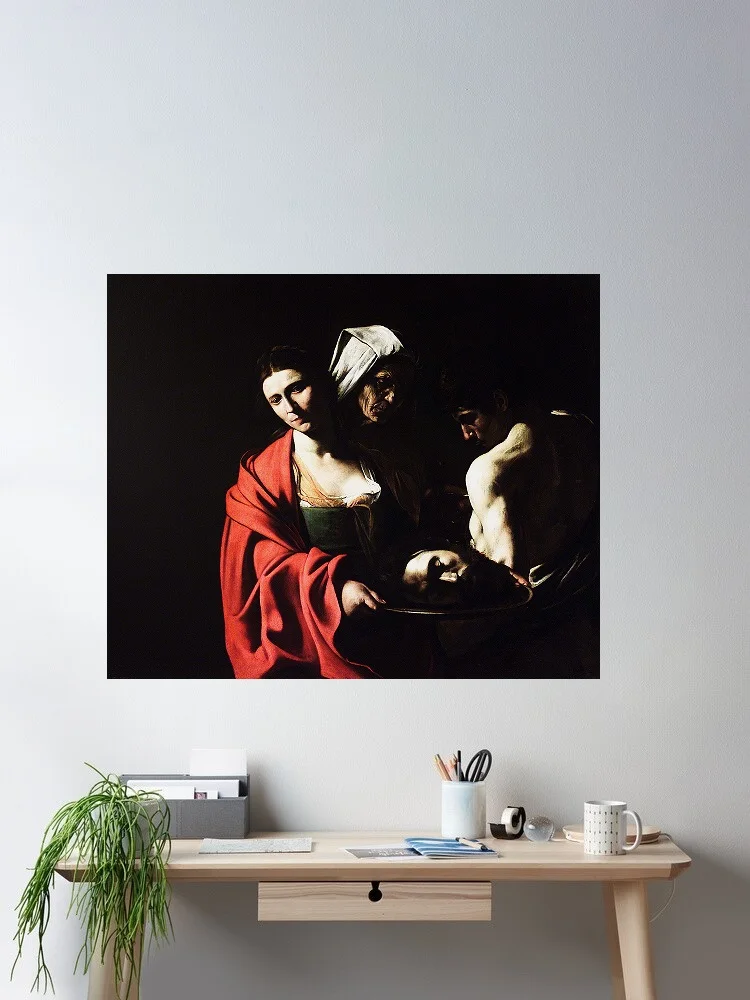 Salome with the Head of John the Baptist (1609) by Caravaggio, Art Print Canvas Poster, Living Room Decor, Home Wall Picture