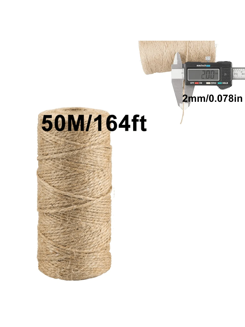 Natural Jute Rope 2mm 164ft, 328ft Odorless, Cat Scratching, Home Decor, Biodegradable, Decorative, Pet Friendly - Handmade DIY