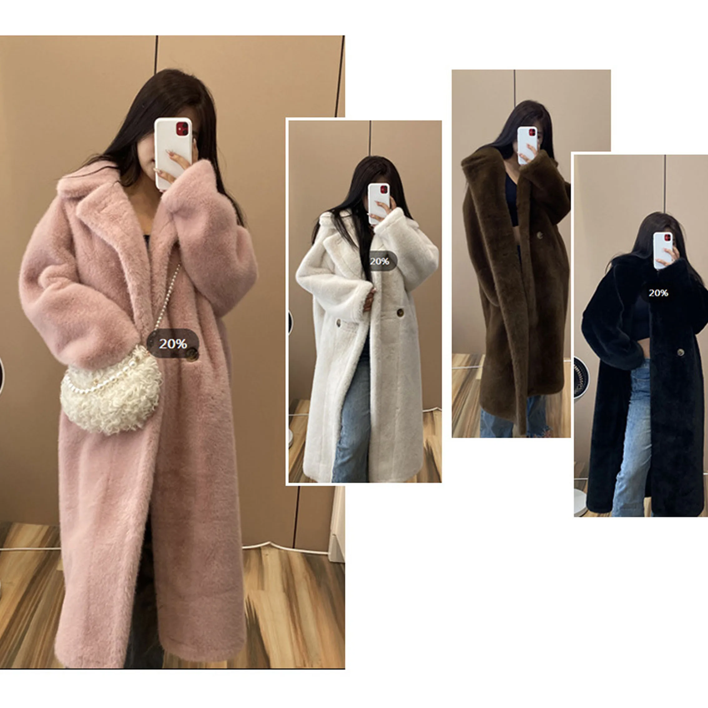 Winter Pelzmantel Frauen lange weiß weiß Luxus Design lose Kunst pelz Jacke Mäntel Mantel Herbst 2024 weibliche Kleidung