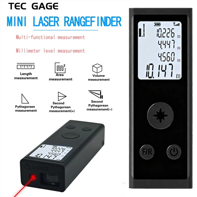 Mini Laser Rangefinder Digital Tape Measure Laser Ruler USB Charge Aluminum Alloy Fuselage Measuring Distance: 30m/40m/50m