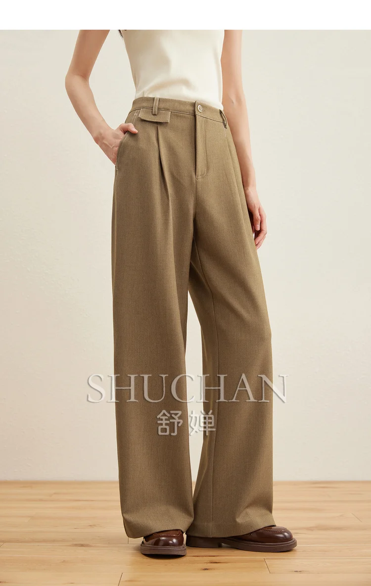 

Trousers Women POLYESTER Wool SPANDEX Pantalones De Mujer 2024 Autumn New Pants Women