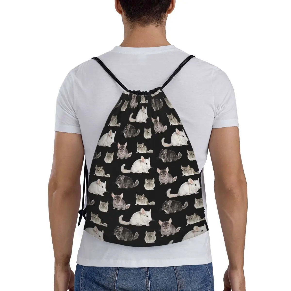 

Chinchilla Sticker Pack Backpacks Multi-function Portable Drawstring Bundle Pocket Sports Bag Book Bags For Man Woman School