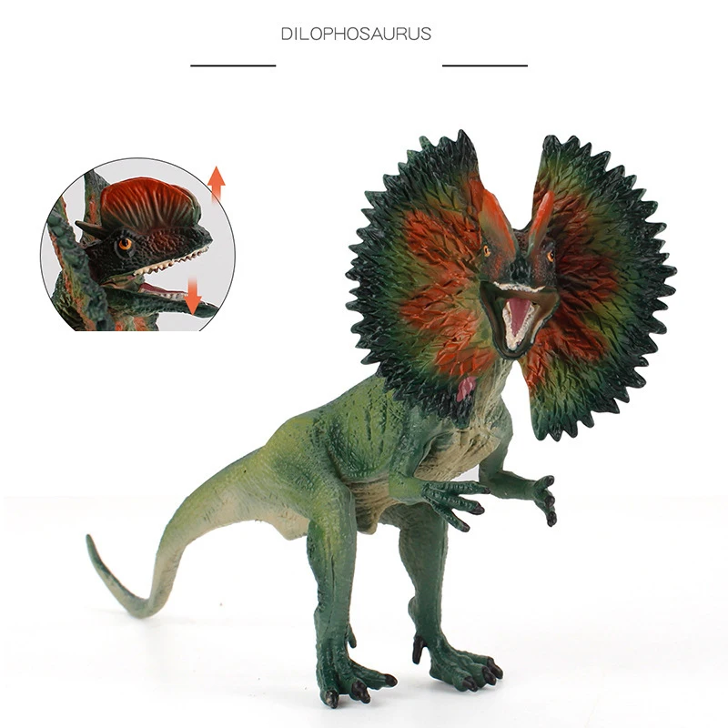 Juguetes de animales cognitivos para niños, dinosaurio Jurásico, Velociraptor, Dilophosaurus, boca divertida, adorno de escritorio móvil, modelo de juguete