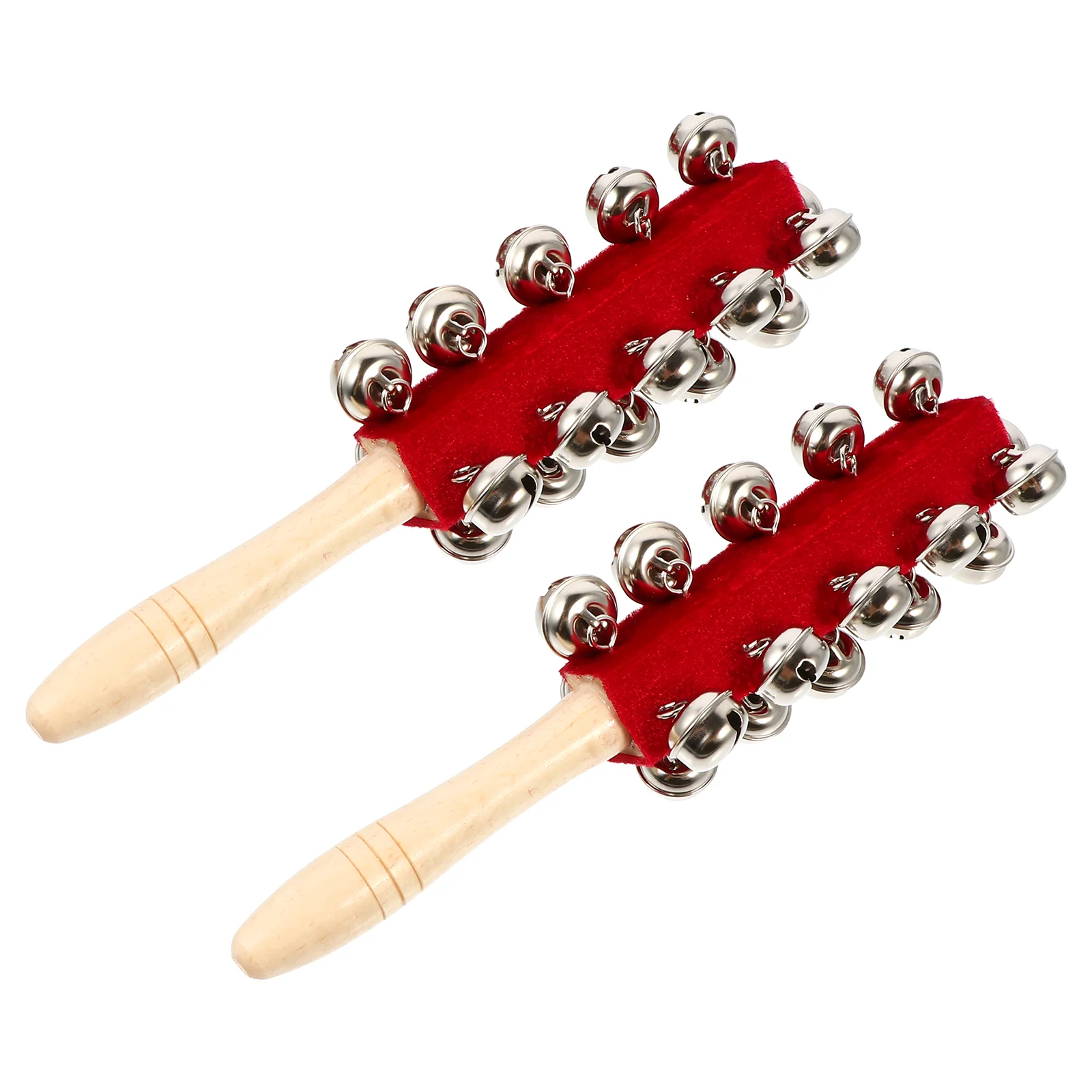 2 Pcs Hand Bell Kids Jingler Stick Music Instruments Red Cloth Percussion Toy Lightweight Safe Babies Hand Brain