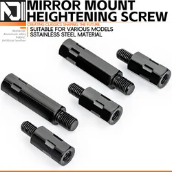 Longer Extension Black Motorcycle Rearview Mirror Adapters M8 8mm M10 10mm Anti clockwise Right Left Hand Thread Changing Screws