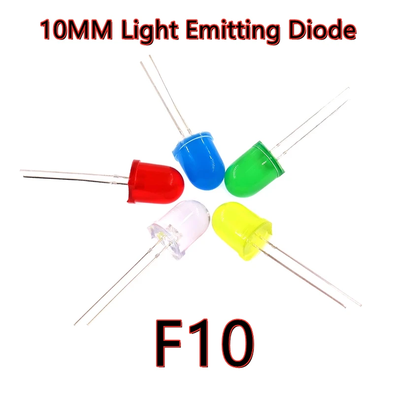 20PCS 10mm Light Emitting Diode White Red Yellow Green Blue F10 Light Emitting Diode Multipurpose Electronic Lamp