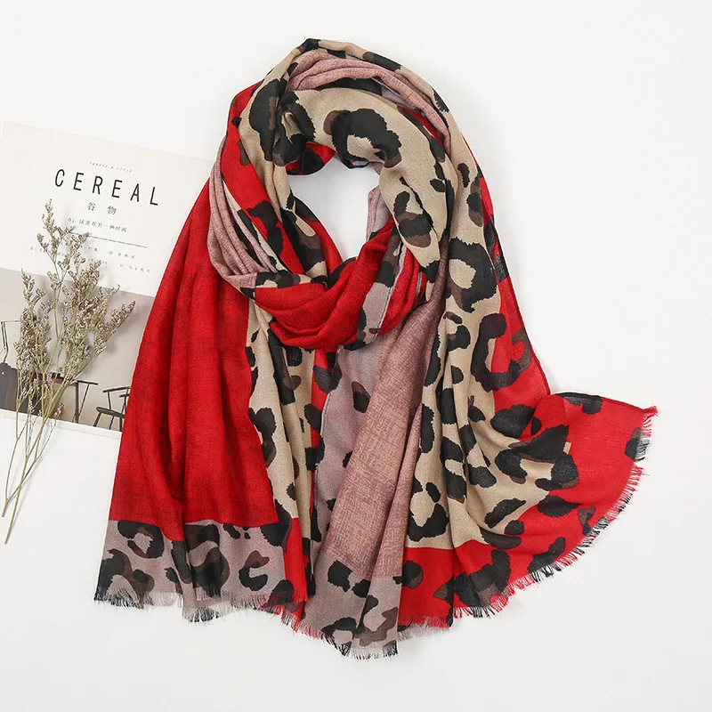 Spring Designer unique luxury brown ladies wild leopard scarf female long scarf shawl thin brown fashionable scarf long shawl