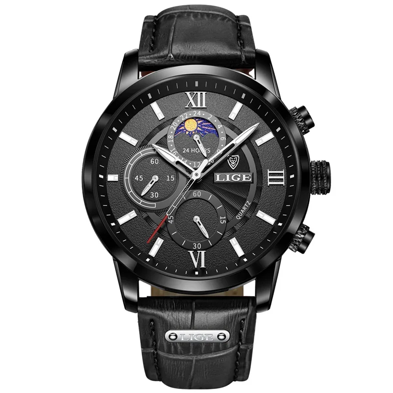Lige 2024 neue herren uhren top marke luxus braun leder casual quarzuhr herren sport wasserdichte uhr relogio mascumino