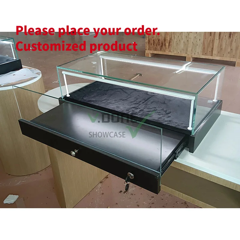 custom.Factory Direct Gold Showcases Glass Display Jewelry Store Design Shop Cabinets Table Display Counter Top Quality