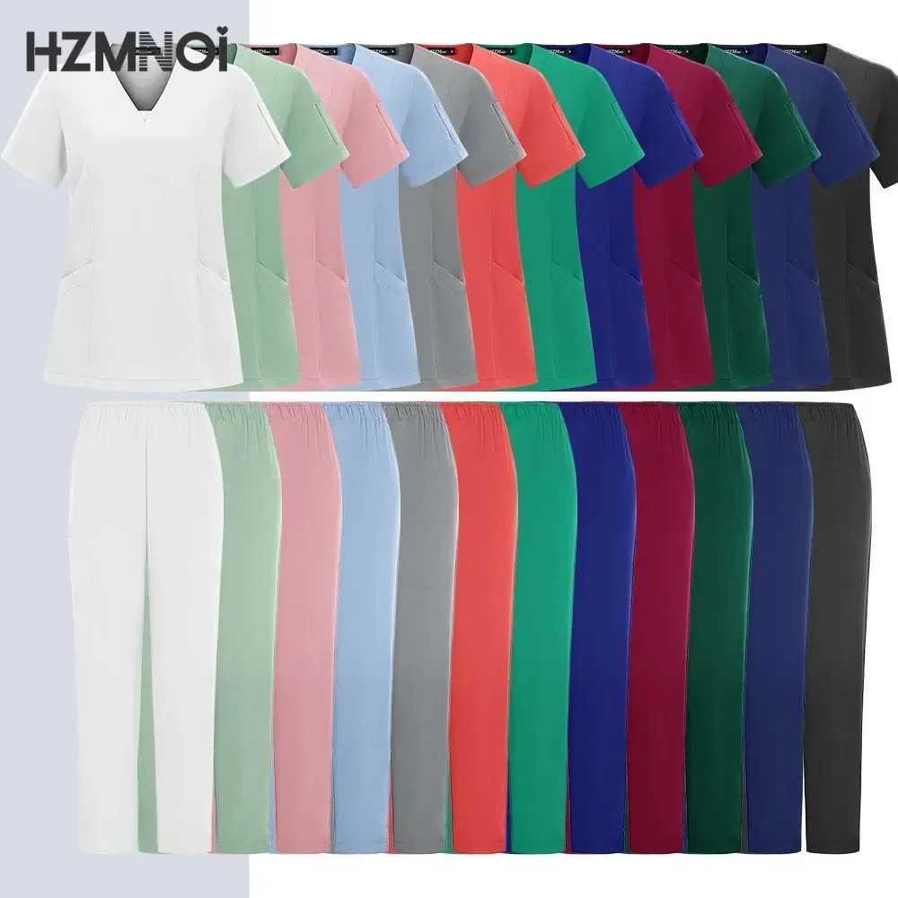 Los más nuevos uniformes quirúrgicos de enfermería para mujer, uniformes de médico y enfermera, pantalones rectos para hombre, conjunto exfoliante, ropa médica, ropa de trabajo para salón de belleza