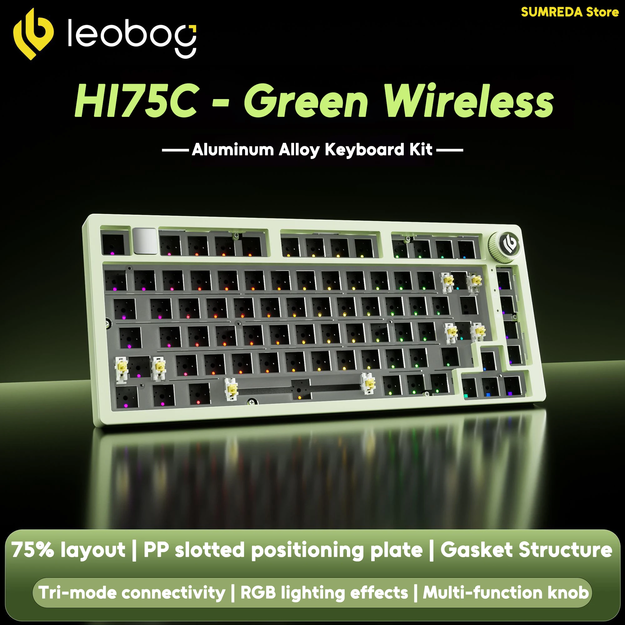 Leobog Hi75C Hi75C Pro Aluminium Draadloos Gaming Custom Mechanisch Toetsenbord Kit 75% Bluetooth 2.4G Bedraad Hotswap Gamer Toetsenbord