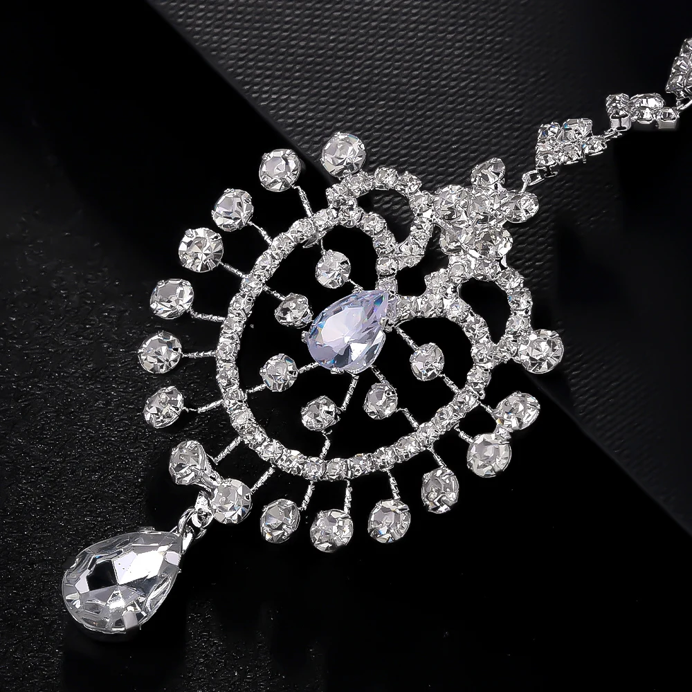 الزفاف قطرة الماء الجبين سلسلة تيارا الهندي إكسسوارات الشعر 2024 الفاخرة شرابة حجر الراين خوذة سلسلة للنساء هدية