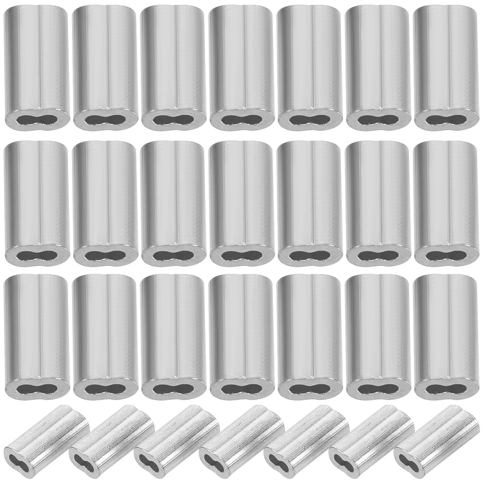 100 Pcs Tool 8-shaped Aluminum Sleeve Wire Fasteners Mini Cable Clamp Rope Crimp Sleeves