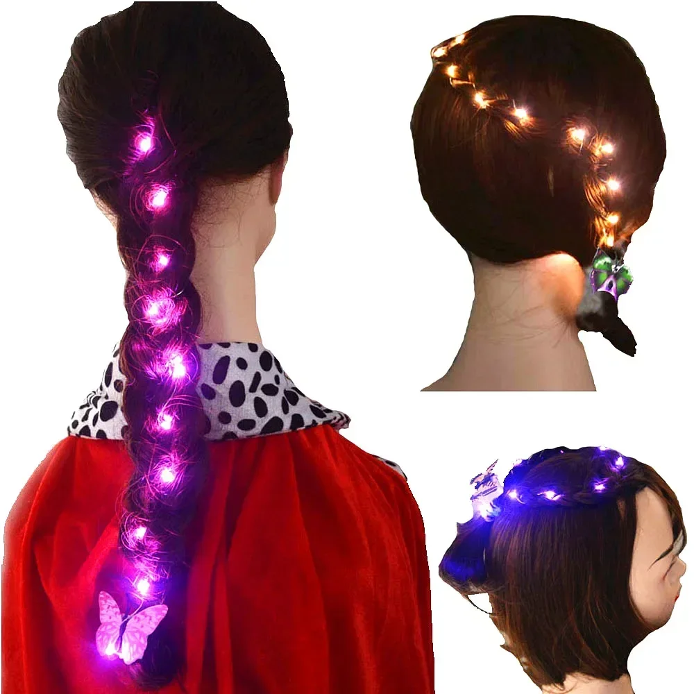 Blinking LED Lights String for Braiding and Styling Hair Clip Fun DIY Gift Set for Girls Headwear Birthday Party