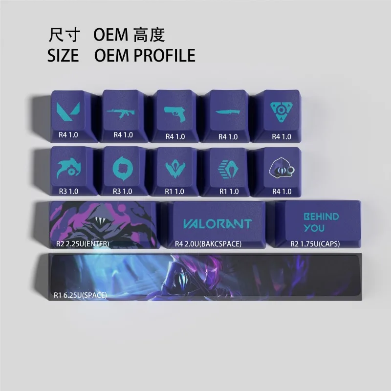 VALORANT New Keycap Shadow 14-key Omen Mini E-sports Set PBT مادة Opacity عبر الشكل مجموعة هدايا