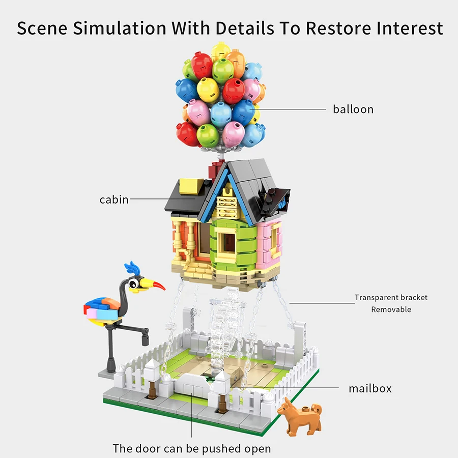 686PCS flying house MOC building block model set creative suspension anti-gravity 6 toy balloon house building kit Toys Gifts