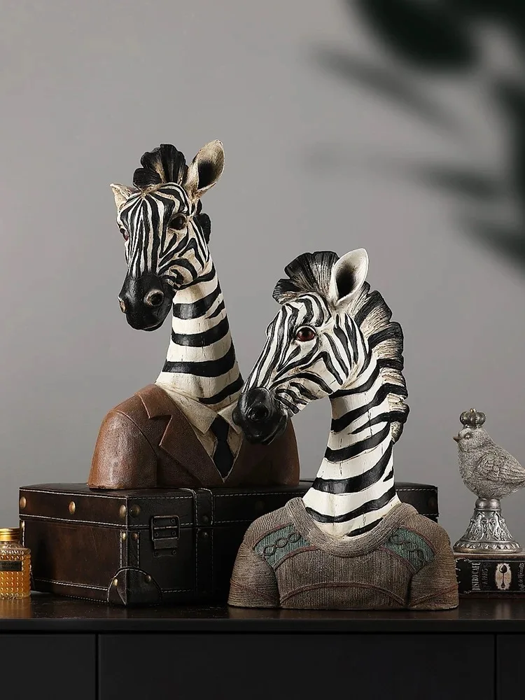 Simulation Animal Zebra Business Suit Sculpture Furnishing Modern Home Decoration Figurines Accessories