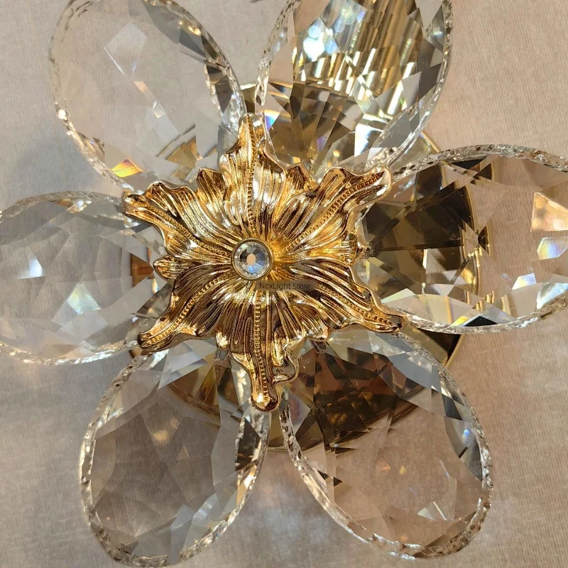 ヴィラ、ロフト、デュプレックス住宅、階段、レストランバーの照明用のフランス製クリスタルフラワーボール雰囲気ペンダントライト