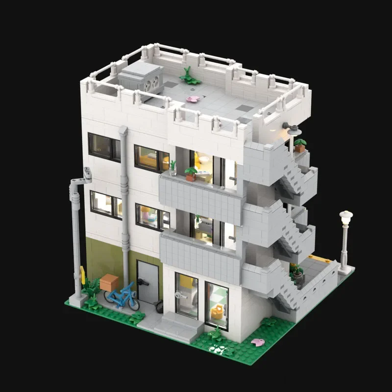 Moc ビルディングブロックストリートビューモデルガーデンアパートビルディングテクノロジーモジュラー子供のギフトおもちゃ DIY セットアセンブリ