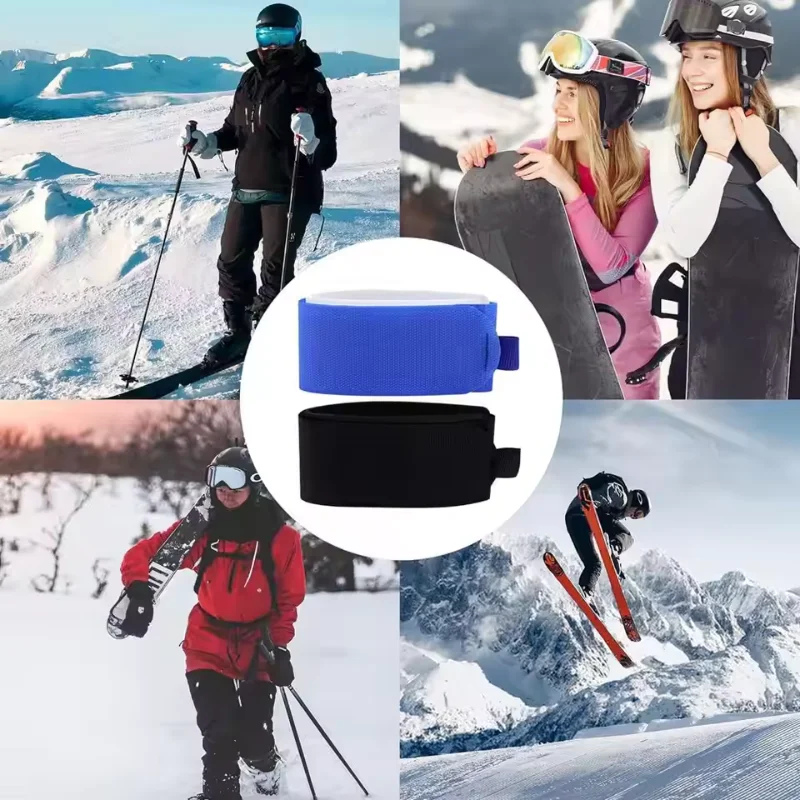 2Pcs Ski Fastener Straps Ski Straps Fasterner Tape Adjustable Ski Wraps Ties Snowboard Accessories Pads Snowboard Binding Straps