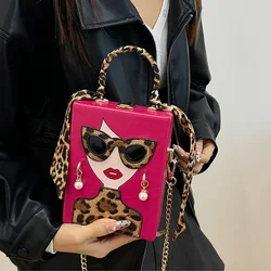 Candy Color Girls Printed  Handbags Funny Purses for Women Designer Bag Leopard Box Bags for Women 2025 Evening Bag Clutch Lady