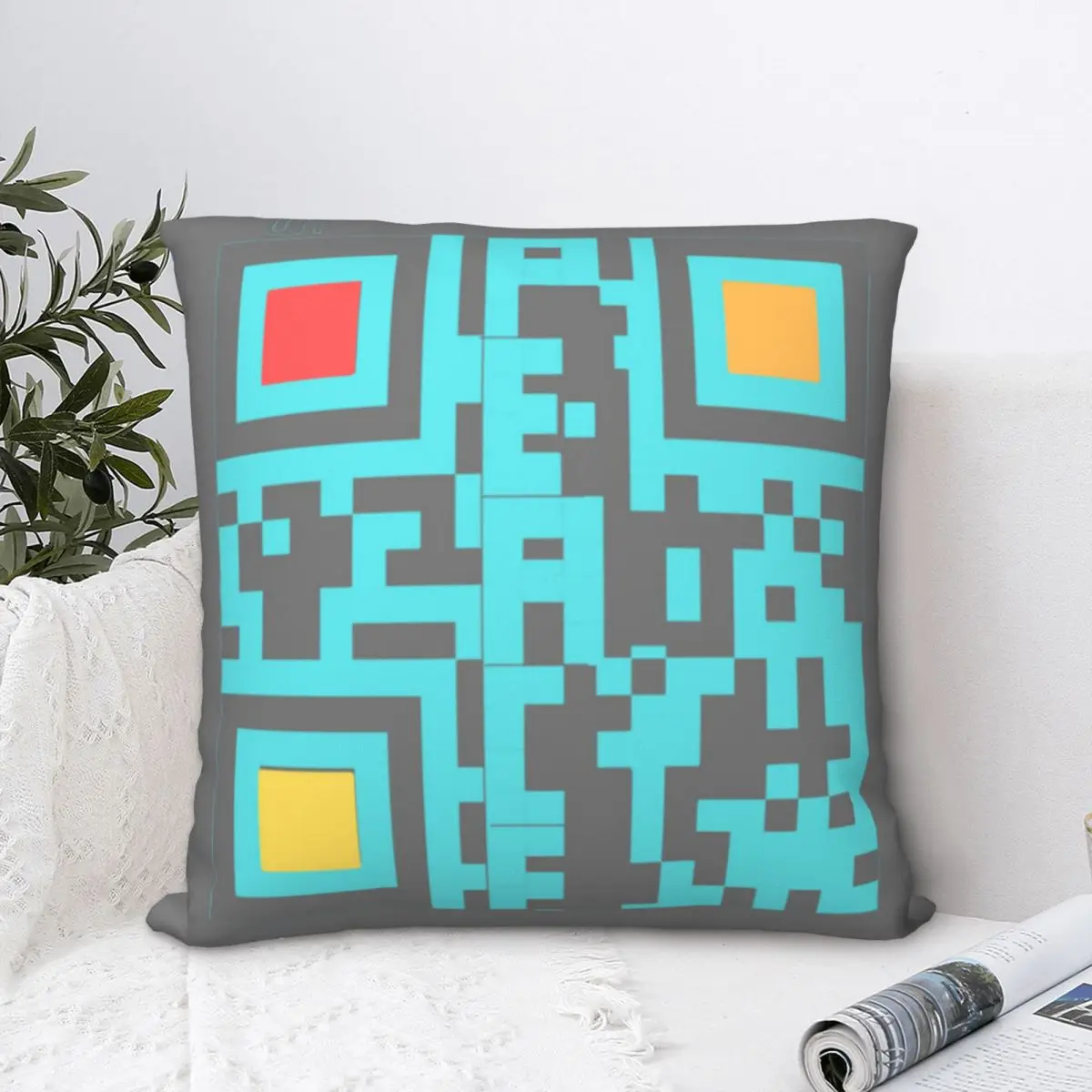 

QR Peace Square Pillowcase Polyester Pillow Cover Velvet Cushion Zip Decorative Comfort Throw Pillow For Home Sofa