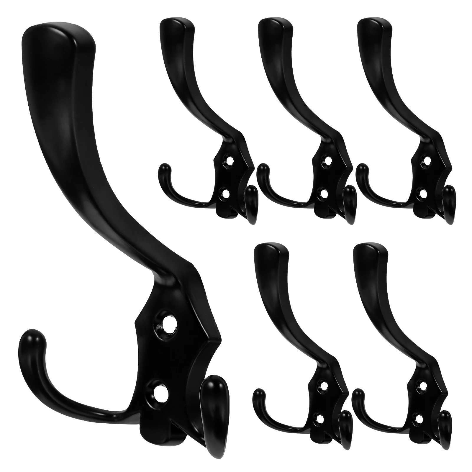 

6pcs Zinc Alloy Wall Hooks Modern Bathroom Closet Hat Rack Black Space Saving Storage Decorative Mounting Hooks