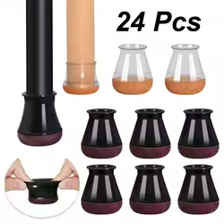 24Pcs Chair Leg Floor Protectors for Hardwood Floors, Silicone Chair Caps Covers Furniture Pads Sliders Wrapped Felt Bottom